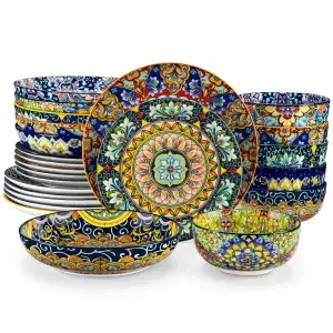 24 Piece Bohemian Style Porcelain Ceramic set